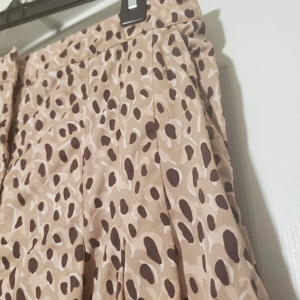 Anthropologie Pleated Wide Leg Cropped Pants Women's Size‎ Medium Pink Culotte